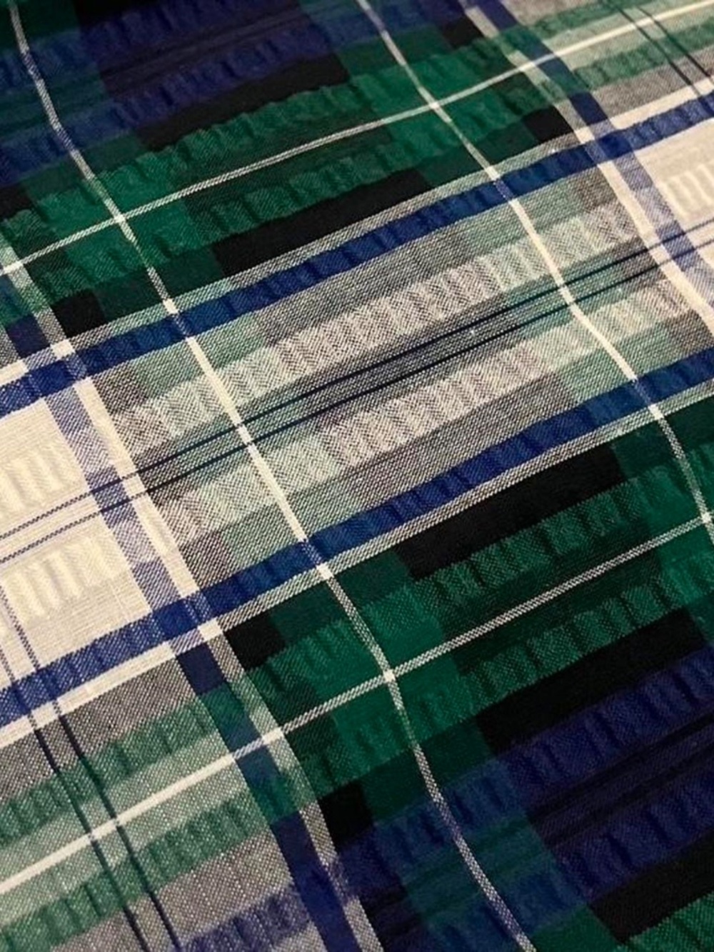 Vintage 60s 70s Plaid Circle Skirt Maxi Cotton Seersucker Cottagecore - Picture 4 of 7